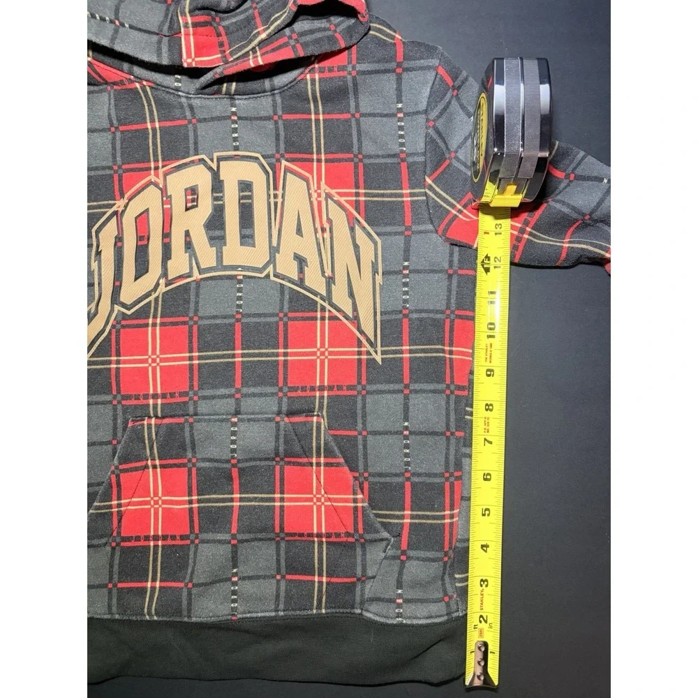 Air Jordan Hoodie Boys L (7) Large Red Essential Holiday Plaid‎ Sweatshirt